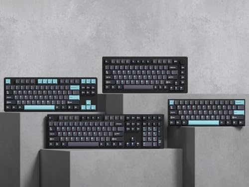 dagaladoo Double Shot PBT keycaps Set, Cherry Profile Keyboard Keycaps | Retro key caps full size,Custom keycaps for 60% 65% 75% 100% Cherry-MX switch Mechanical Keyboard(Grey/Blue) - color: Dark Grey/Blue
