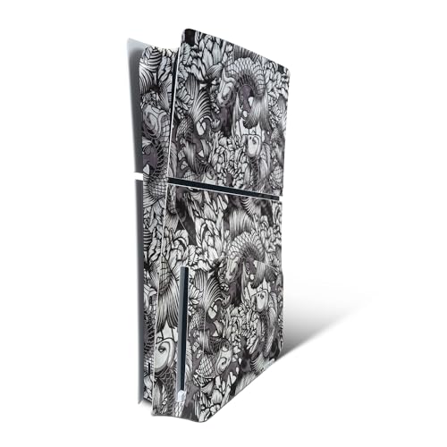 MightySkins Carbon Fiber Skin for PS5 PlayStation 5 Slim Disc Edition Console Only - Angry Koi Protective, Durable Textured Carbon Fiber Finish Easy to Apply Made in The USA - color: Angry Koi, size: PS5 Slim Disc Edition Console Only