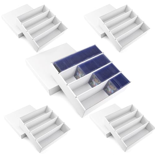 5-Pack Toploader Trading Card Storage Box, 4 Row 3200 Count White Cardboard Storage Box for Basketball/MTG/TCG/Sports/Game Cards Organizer and Collection - size: 5-Pack