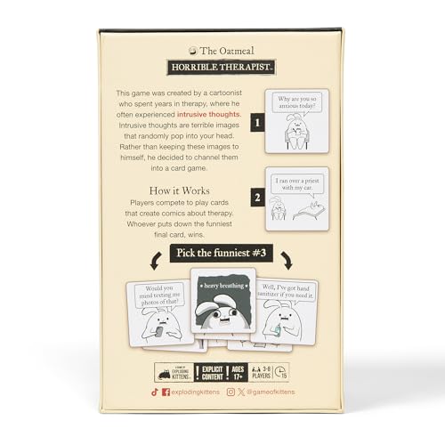 Horrible Therapist: Extra Horrible Edition by Exploding Kittens - A Card Game for 3-8 Players, Ages 17+ - Adult Party Game for Family Night | Build wildly inappropriate therapy comics with friends and family in this viral adult-only party game from The Oa