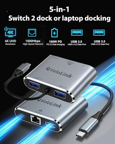 Switch 2 Dock HDMI2.1 Upgraded V22 for Nintendo Switch 2 Compatible with the Latest firmware V22+/Plug&Play/Usbc to HDMI Adapter 4k120Hz for Laptop/MacBook (P&P with LAN) - color: P&P with Lan