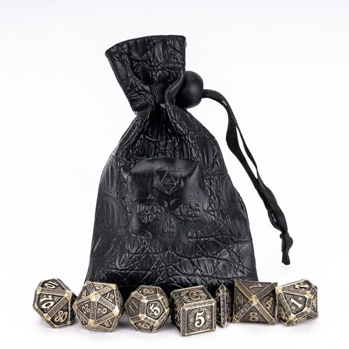 7-Piece Metal Dice Set - Mayan-Themed Zinc Alloy DND Dice for Tabletop Gaming, Gift, and Collecting - color: Mayan-themed-antique Bronze