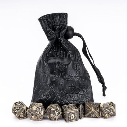 7-Piece Metal Dice Set - Mayan-Themed Zinc Alloy DND Dice for Tabletop Gaming, Gift, and Collecting - color: Mayan-themed-antique Bronze