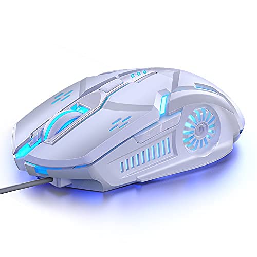 Gaming Mouse Wired, USB Computer Mice for Game & Daily, Chroma RGB Backlit, 4 Adjustable DPI Up to 3200 DPI, Comfortable Grip Ergonomic Mice for PC, Laptop, Mac, Windows (White) - color: White