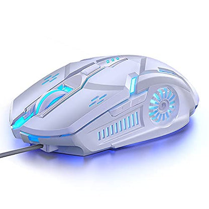 Gaming Mouse Wired, USB Computer Mice for Game & Daily, Chroma RGB Backlit, 4 Adjustable DPI Up to 3200 DPI, Comfortable Grip Ergonomic Mice for PC, Laptop, Mac, Windows (White) - color: White