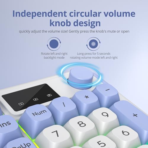 RGB Mechanical Feel Membrane Wireless Keyboard, Wired/Bluetooth/2.4G Silent ABS Ball Cap Gasket Structure Gaming Office Keyboard for PC/Mac/Win (Sea Salt Blue) - color: Sea salt blue