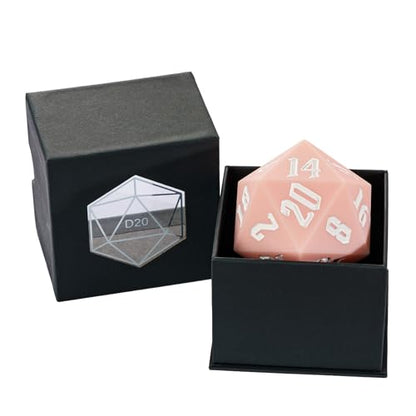 55mm Silicone D20 Dice, Large D20 Single 20 Sided DND Dice | Soft & Comfortable Touch, Perfect Bouncer, Stress Relief, Compatible with Dungeons and Dragons RPG Party Games - color: Pink W/White Numbers