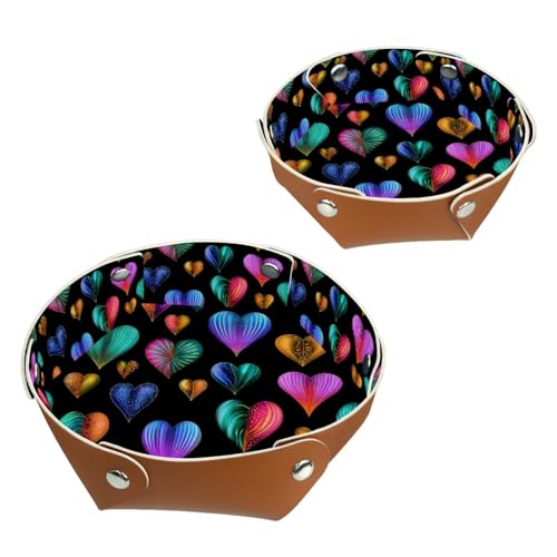 2Pcs PU Dice Holder Folding for RPG DND Table Games, Dice Trays Storage Box Portable Folding Rolling Dice Tray, Colorful Fantasy Hearts - color: Multi 5