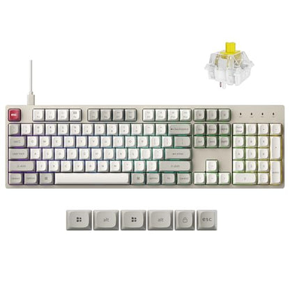 Keychron C2 Pro Wired Mechanical Keyboard with 8K Hz Polling Rate, Full Size Custom RGB Backlit Hot-Swappable, Non-Shine Through PBT Keycaps Compatible with Mac Windows Linux - color: Banana Switch