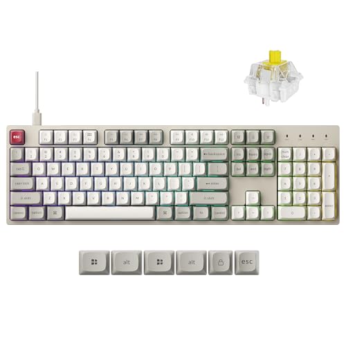 Keychron C2 Pro Wired Mechanical Keyboard with 8K Hz Polling Rate, Full Size Custom RGB Backlit Hot-Swappable, Non-Shine Through PBT Keycaps Compatible with Mac Windows Linux - color: Banana Switch