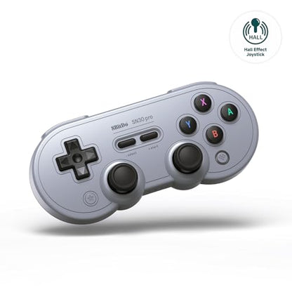 8BitDo SN30 Pro Bluetooth Controller, Hall Effect Joystick Update, Compatible with Switch, PC, macOS, Android, Steam Deck & Raspberry Pi (Gray) - color: Gray Edition
