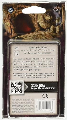 Arkham Horror The Card Game Heart of the Elders MYTHOS PACK - Explore Ancient Caverns in a Desperate Quest! Cooperative LCG, Ages 14+, 1-4 Players, 1-2 Hour Playtime, Made by Fantasy Flight Games - size: Mythos Pack, style: Heart of the Elders