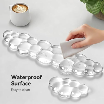 TECKNET Gel Cloud Wrist Rest Set, Cloud Wrist Rest with Non-Slip Base, Clear Wrist Pad for Keyboard with Mouse Wrist Rest for Computer Laptop Office Gaming and Pain Relief, Transparent - color: Transparent