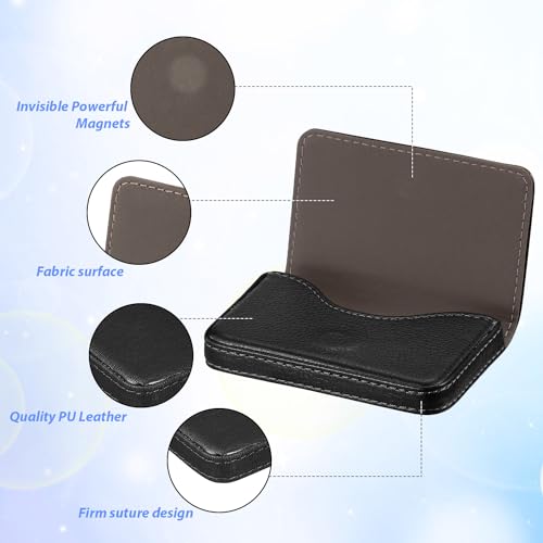 Outus 2 Pcs Business Card Holder, PU Leather Business Card Case Pocket Wallet with Magnetic Shut for Valentines Gift Adult(Black) - color: Black