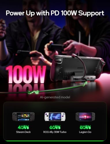 JSAUX 5-in-1 Docking Station for Steam Deck/ROG Ally X/Legion Go S-HB0602 | 4K@120Hz HDMI, 100Mbps Ethernet, 100W PD Fast Charging, 2 USB 2.0 Ports, Widely Compatible with SteamOS & Windows Handhelds - color: Gray (Dock Only)
