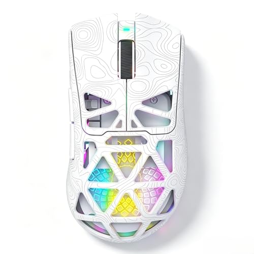 G11 RGB Wireless Gaming Mouse for Gaming Setup & Multi-Device Use, Tri-Mode Bluetooth 5.1/2.4GHz/USB-C, 22000 DPI Lightweight Programmable Mouse for PC, Laptop & Mac - color: Line White