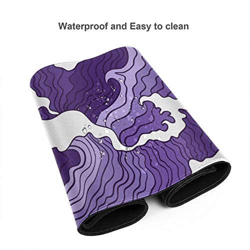 Japanese Purple Wave Large Mouse Pad XL Extended Gaming Mouse Pad Mat Desk Pad with Stitched Edge,Full Desk Mousepad for Office,Computer,Keyboard 31.5 X 11.8 Inch (Japanese Purple White Wave) - color: Japanese Purple White Wave