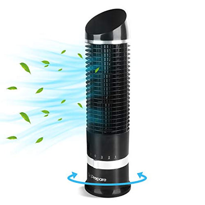 DR.PREPARE 16" Small Tower Fan, 3 Speeds with 60° Oscillating Fan, Bladeless Tabletop Fans for Indoors, Portable Personal Table Fans for Office, Desktop