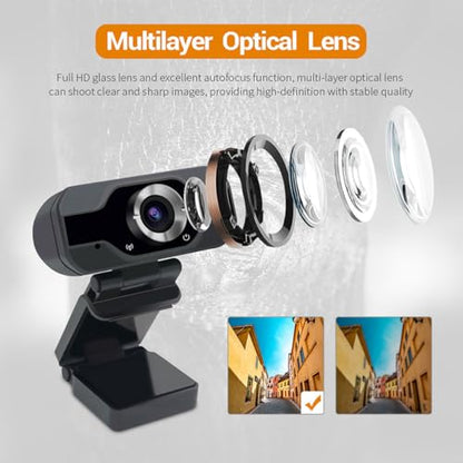1080P Webcam with Microphone, HD Webcam Web Camera with Tripod Stand, Widescreen USB Computer Camera, Streaming Mic Web cam for Online Calling/Conferencing,Facetime/YouTube Desktop Laptop PC
