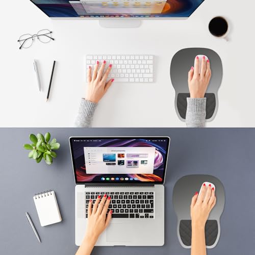 ITNRSIIET Ergonomic Mouse Pad Wrist Support with Memory Foam Massage Bulge & Non-Slip PU Base, Carpal Tunnel Pain Relief, Prevent Wrist Sweating, 12 x 8 x 1.2 inch, Gray Gradient - color: Gray Gradient