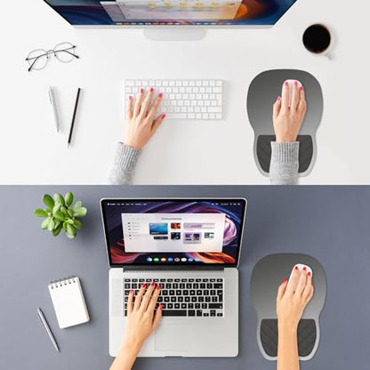ITNRSIIET Ergonomic Mouse Pad Wrist Support with Memory Foam Massage Bulge & Non-Slip PU Base, Carpal Tunnel Pain Relief, Prevent Wrist Sweating, 12 x 8 x 1.2 inch, Gray Gradient - color: Gray Gradient