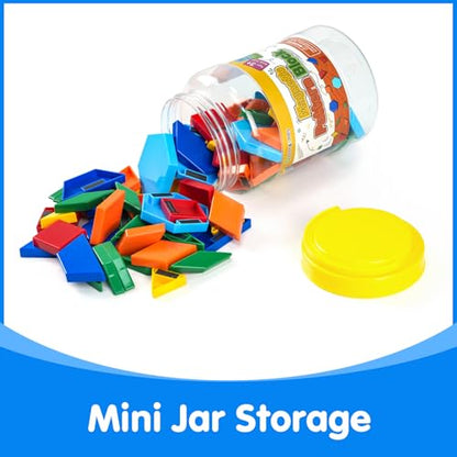 96 Pcs Magnetic Shapes in 6 Colors – Pattern Blocks for Kids | Tangrams for Homeschool Activities – Geometric Shapes for Classroom Learning & Creative Play