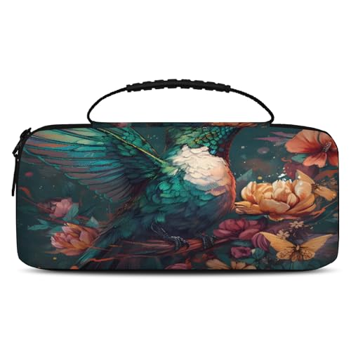 Adornori Floral Bird Hummingbird Carry Case Compatible with Nintendo Switch 2, with 20 Games Cartridges, Portable Travel Carrying Case Pouch for Accessories & Game Cards - color: Multicolor 14