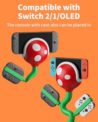 Switch 2 TV Dock for Nintendo Switch2/1/OLED Docking Station with Cooling Fan, Chargering Dock for Switch 2/1 Joypads, Piranha Dock Duo with 4K 60Hz HD/USB 2.0/USB-C Ports, Cute Gaming Gift - color: Red&Green