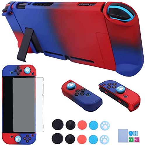 Dockable Case for Nintendo Switch - COMCOOL 3 in 1 Protective Cover Case for Nintendo Switch and Joy-Con Controller with Screen Protector - Red Blue - color: Red Blue