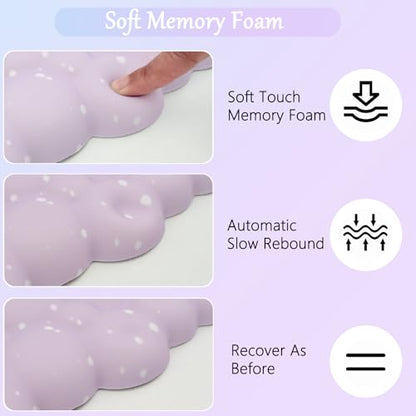 Cloud Mouse Pad Keyboard Wrist Rest 4PCS Extended Large Galaxy Stars Desk Mat Pad Set Memory Foam Non-Slip Cute Ergonomic Gaming Mouse Pad Wrist Support for Computer Home Office Purple Blue - color: 4pcs Purple Blue