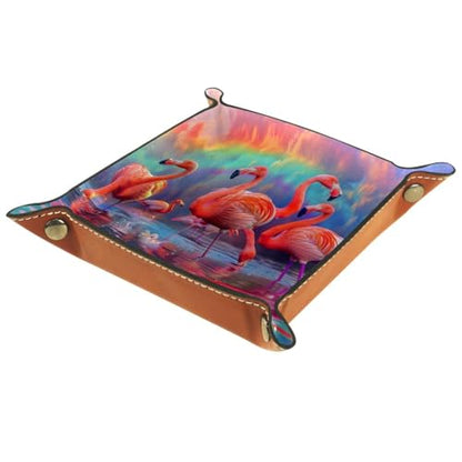 Flamingos Rainbow Dice Tray Dice Rolling Tray Folding Dice Holder for Dice Games, Like RPG, DND and Other Table Games - color: Multi 18