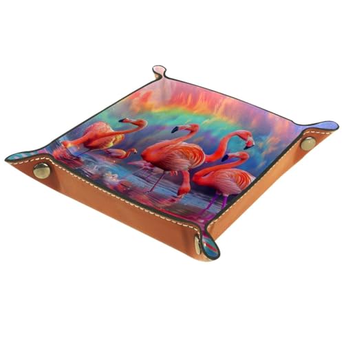 Flamingos Rainbow Dice Tray Dice Rolling Tray Folding Dice Holder for Dice Games, Like RPG, DND and Other Table Games - color: Multi 18