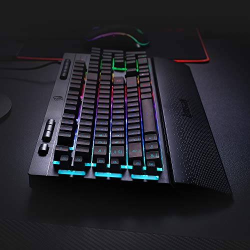 Redragon K512 Shiva RGB Backlit Membrane Gaming Keyboard with Multimedia Keys, Quiet Mechanical Feeling Keyboard, 6 Extra On-Board Macro Keys, Dedicated Media Control, Detachable Wrist Rest - color: Black
