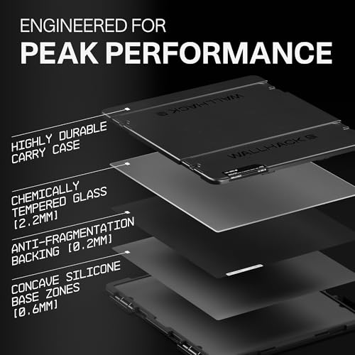 Wallhack CR-005 Glass Gaming Mouse Pad, 20x17.3 in, Black | Esport Mousepad Control Surface, Ultra-Smooth Glasspad With Silicone Backing, 3mm Tempered Glass, Carry Case Included - color: CR-005 Control | Black