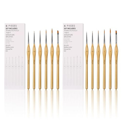 6Pcs Miniature Paint Brushes Set with Triangular Handles - for Acrylics, Oils, Watercolors & Paint by Number, Figurine（2PACK） - size: 12PCS