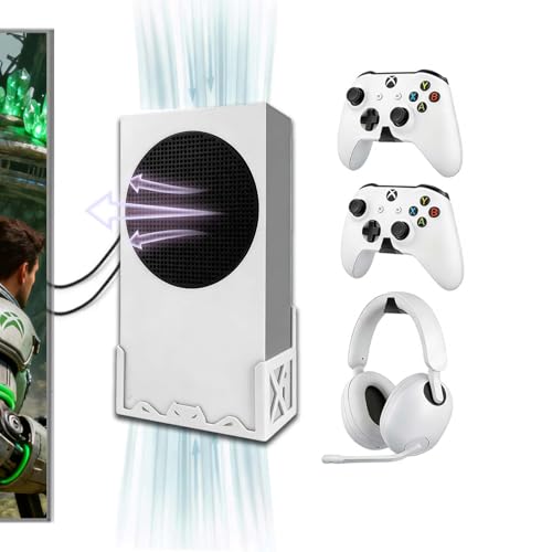 GETYEA Wall Mount for Xbox Series S with Detachable 2 Controller Holder & Headphone Hanger, Space Saving,Mount on Near or Behind Your TV(Not for Xbox ONE S)