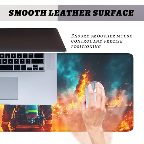 Firefighter Mouse Pad Heroic City Inferno Disaster Scene Large Gaming Mouse Mat with Stitched Edges,Non-Slip Waterproof Rubber Base Mous Mat Office Computer Keyboard Laptop 31.5x11.8 Inch - color: Firefighter_11, size: 31.5L x 11.8W inches