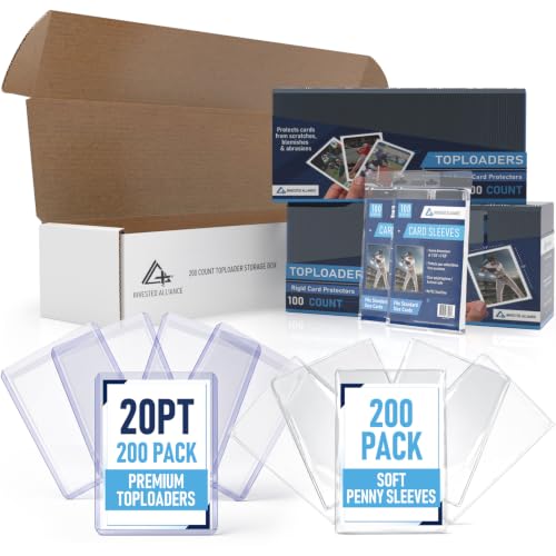 Premium Seamless 20PT - 360PT Thick Top Loaders for Cards | Top Loader Card Holder, Baseball Card Sleeves Hard Plastic, Hard Trading Cards Sleeves, TCG Sports Sleeve Hards, Toploader Clear Plastic. - style: 20PT Storage Bundle - 200 Count