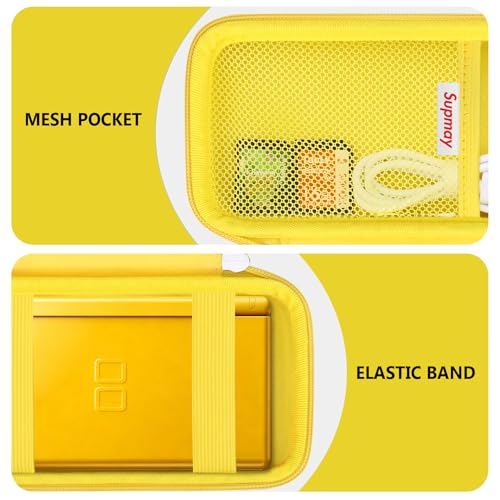 Supmay Hard Carrying Case Compatible with Nintendo DS Lite NDSL, Gameboy Advance Games Storage Holder Travel Bag with Mesh Pocket for USB Charging Cable, Stylus, Earphones, Game Cartridge, Yellow - color: Yellow