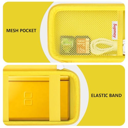 Supmay Hard Carrying Case Compatible with Nintendo DS Lite NDSL, Gameboy Advance Games Storage Holder Travel Bag with Mesh Pocket for USB Charging Cable, Stylus, Earphones, Game Cartridge, Yellow - color: Yellow