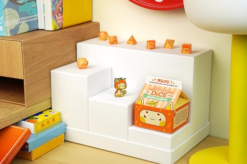 1985 Games Orange Kawaii Cat Dice Set – Dungeons and Dragons Dice | DND Tabletop Roleplaying - color: Orange