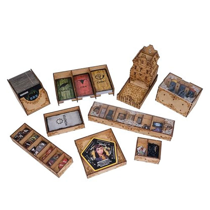TowerRex Organizer for Betrayal at House on the Hill 3rd Edition | Expansions Compatible, Fits Sleeved Cards, Removable In-Game Trays, Board Game Storage with Dice Tower