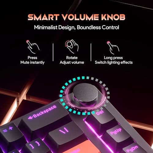 x FURYCUBE 68% Mechanical Gaming Keyboard with RGB Backlit, Wired Keyboard Volume Knob Gasket Mount with PBT Keycaps,Pre-lubed Linear Switches, Hot-Swap Creamy Keyboard, for FPS Games - color: Black+Orange
