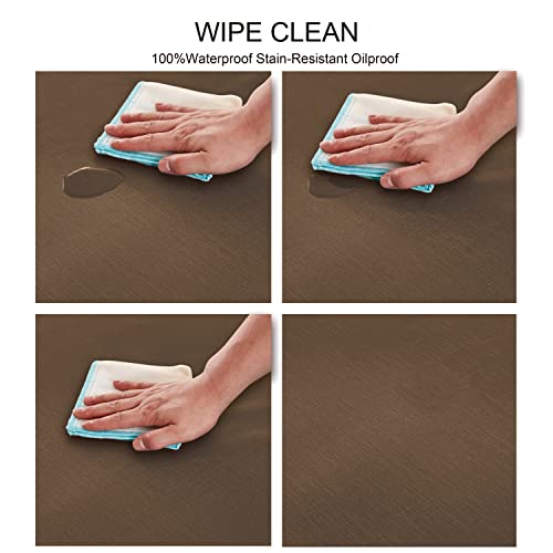 NLMUVW Chocolate Square Vinyl Tablecloth, Heavy Duty PVC Table Cloth Waterproof Wipe Clean Table Cover for Kitchen Dining Picnic, 48 x 48 inch - color: Chocolate, size: 48" x 48" (Square)