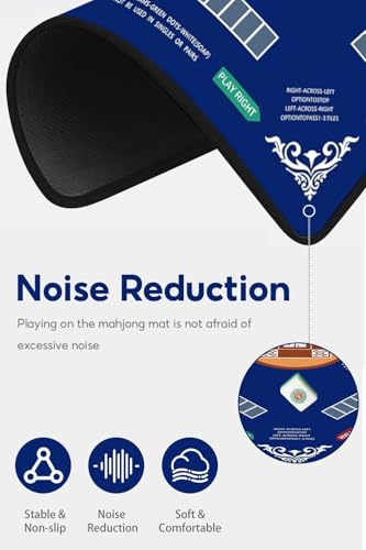 Mahjong Mat with Rule, 31.5x31.5Inch American Mahjongg Table Mat(Dark Blue) | Anti-Wrinkle&Foldable Neoprene Mahjongg Travel Mat for Table with Learning Rule, Anti-Slip Noise Reduction Includes Carry Bag - color: Dark Blue