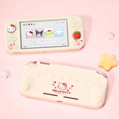 Kuitmor Switch Lite Protective Case,Soft Silicone Protective Shell,Anti-Scratch Protective Cover Case for Switch Lite with 2 Thumb Grip Caps（Beige Hello Kitty） | Soft Silicone - color: Beige Hello Kitty