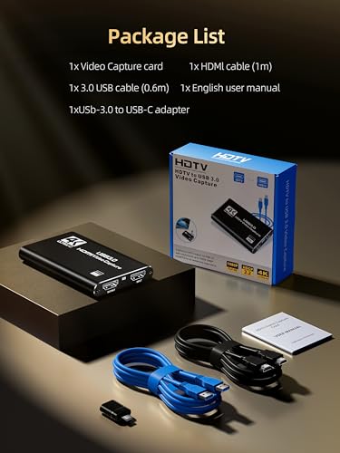 HDMI Capture Card, USB 3.0 1080P 60FPS Video Capture Card with HDMI Loop-Out & Mic Input, Low Latency Game Capture for Streaming, Compatible with PS5/PS4/Xbox/Switch/Camera, OBS Windows Mac - color: black