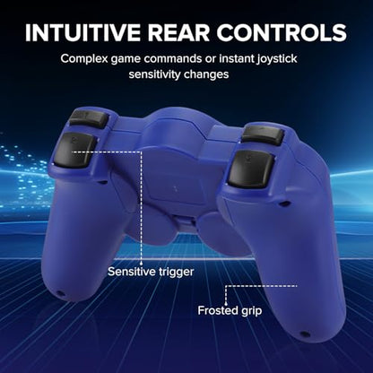 RARELEMON Wireless Gamepad for PC Laptop Android Steam – Blue USB & Bluetooth Game Controller with Phone Mount Compatible with Windows 7/10 Steam Deck Switch via Adapter Android TV Box & OTG