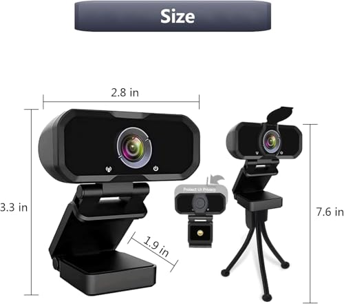 Webcam 1080p HD Computer Camera Microphone Laptop USB PC Webcam | with Tripod Stand, 110 Degree Live Streaming Widescreen Recording Pro Video Web Camera for Calling, Conferencing , Switch 2