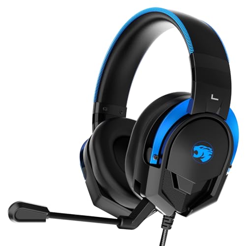 IMYB A88 Gaming Headset with Microphone, Stereo Wired Noise Cancelling Over-Ear Headphones with Mic for Pc, Ps5, Xbox One Series X/s, Ps4, Computer, Laptop, Mac, Nintendo, Gamer (Blue) - color: Blue
